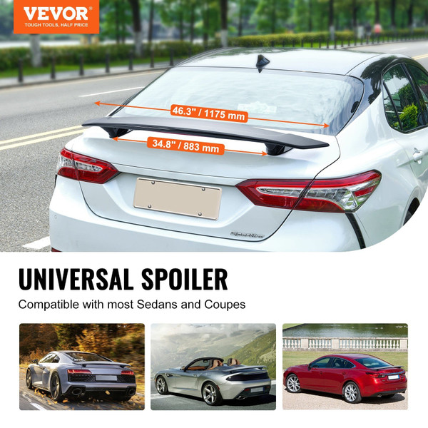 GT Wing Car Spoiler, 46.3 inch Universal Spoiler, Compatible with most Sedans and Coupes, High Stre E415-TYXWYABS46INXC430V0
