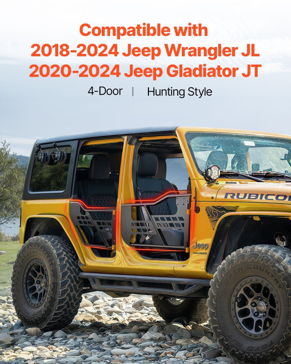 Jeep Tube Doors, 4-Door, Hunting Style Jeep Tubular Door with Heavy-Duty Hinges & OE Latch, Jeep Do E415-JPCGM4M1824JW26JAV0