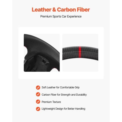 Steering Wheel for 2021-2024 Ford F150, Carbon Fiber Steering Wheel D-Shaped Flat-Bottom with Heati E415-QCFXPZYFTF15SYMC1001V9
