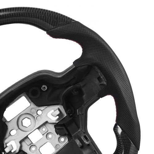 Steering Wheel for 2021-2024 Ford F150, Carbon Fiber Steering Wheel D-Shaped Flat-Bottom with Heati E415-QCFXPZYFTF15SYMC1001V9