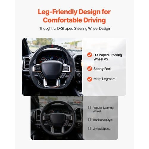 Steering Wheel for 2021-2024 Ford F150, Carbon Fiber Steering Wheel D-Shaped Flat-Bottom, Leather G E415-QCFXPZYFTF15VL7EA001V0