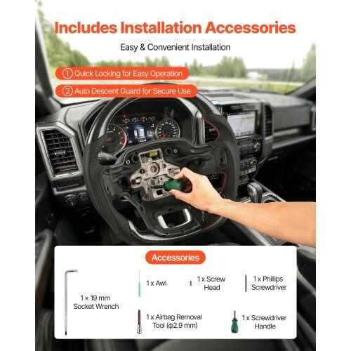 Steering Wheel for 2021-2024 Ford F150, Carbon Fiber Steering Wheel D-Shaped Flat-Bottom, Leather G E415-QCFXPZYFTF15VL7EA001V0
