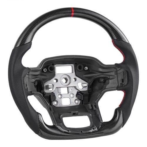 Steering Wheel for 2021-2024 Ford F150, Carbon Fiber Steering Wheel D-Shaped Flat-Bottom, Leather G E415-QCFXPZYFTF15VL7EA001V0