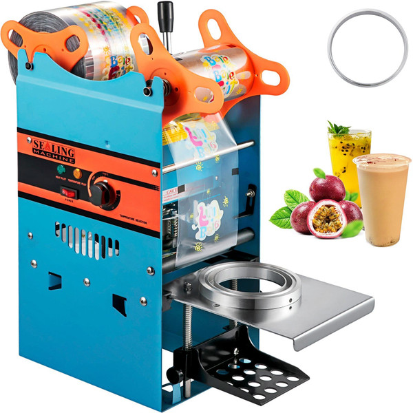 Manual Tea Cup Sealer Machine, 300-500 Cup/h Manual Boba Tea Sealer Machine, Blue Boba Tea Sealing  E415-NFWY-802F110VPRA2V1