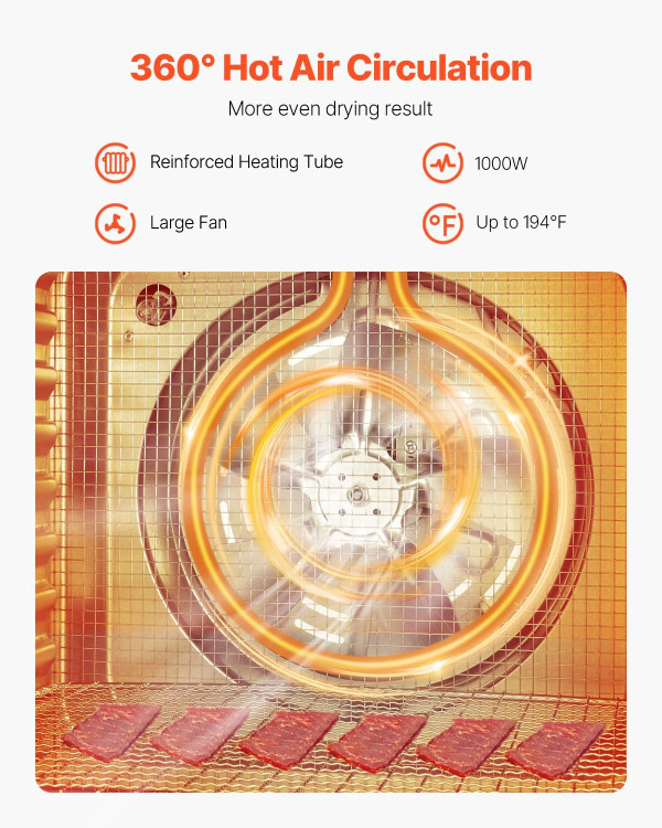Food Dehydrator Machine, 10 Stainless Steel Trays, 1000W Electric Food Dryer with Adjustable Temper E415-SGHGJ1000W10FYLUFV1