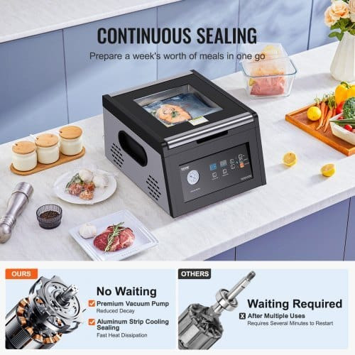 Chamber Vacuum Sealer, 380W Vacuum Pump Power, Sealing Bag Packing Machine for Wet Foods, Meat, Com E415-TSQSZKFKJ380TU5M1001V1