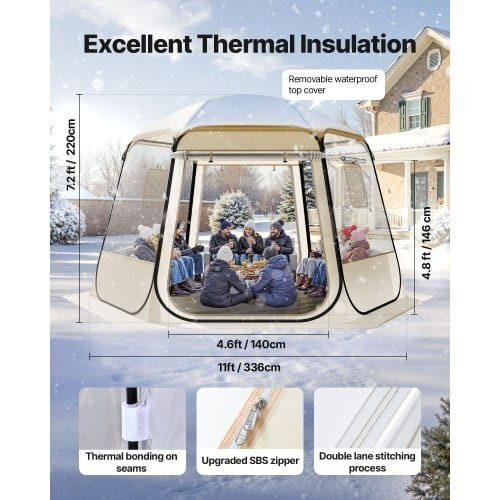 Pop up Bubble Tent, 11 x 10.2 ft Waterproof & UV-Resistant, Clear Camping Tent Shelter, Outdoor Gar E415-JGZ11102FT00XN8FB001V0