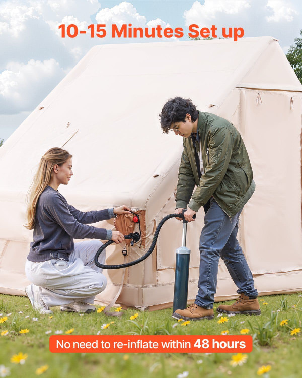 Inflatable Tents for Camping, 4-6 Person Easy Setup Blow up Tent with Hand Pump, 300D Oxford 4 Seas E415-KJZP331MCQWZC4B47V0