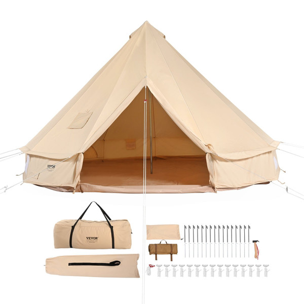 Canvas Bell Tent, 4 Seasons 7 m/22.97 ft Yurt Tent, Canvas Tent for Camping with Stove Jack, Breath E415-FBZXZP7MMGBZ9SSOBV0