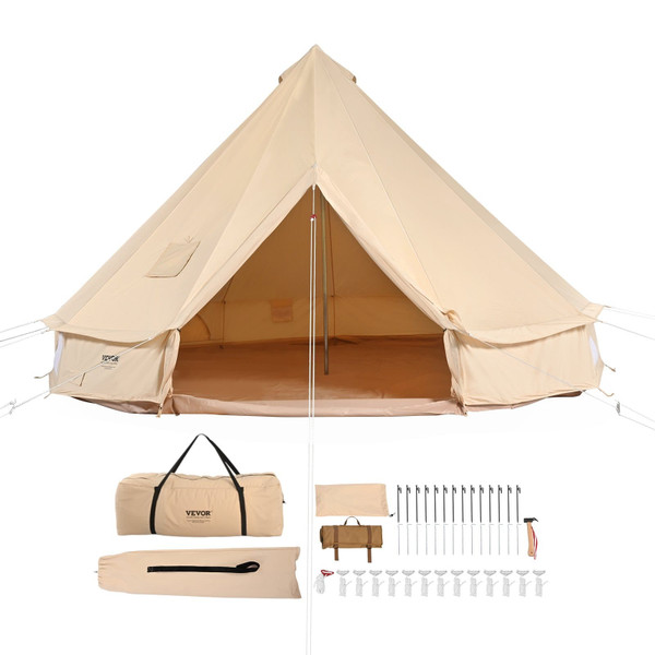 Canvas Bell Tent, 4 Seasons 6 m/19.68 ft Yurt Tent, Canvas Tent for Camping with Stove Jack, Breath E415-FBZXZP6MMGBZRVT96V0