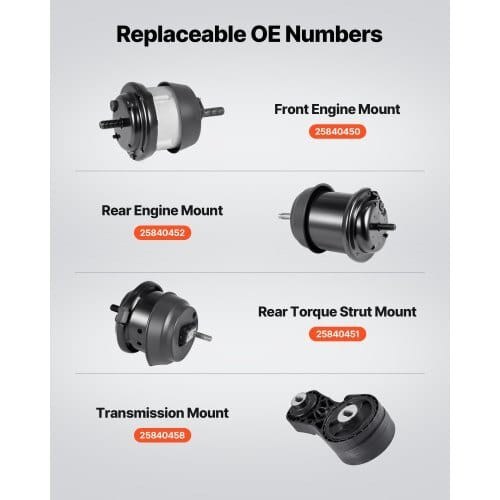  Engine and Transmission Motor Mount Kit Replacement, Set of 4, Compatible with 20092017 Chevrolet  E415-FDJMDZJ4JTPNZS6DZ001V0