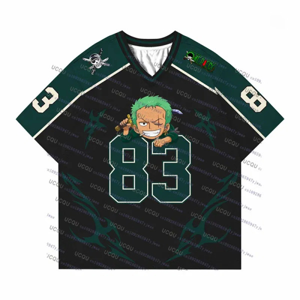 Color: Red, Size: 14cm - 2025 Japanese Anime Football Jersey One Piece Luffy Men/Women Oversize Sum F640-12000050071489677