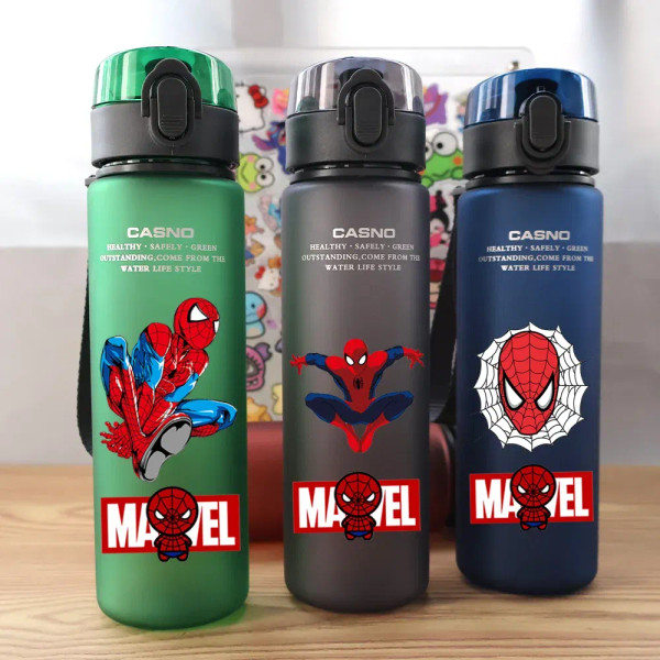 Color: Navy Blue, Size: 40cm - 560ML Spiderman Water Cup Large Capacity Portable Plastic Outdoor Sp F640-12000037269348469