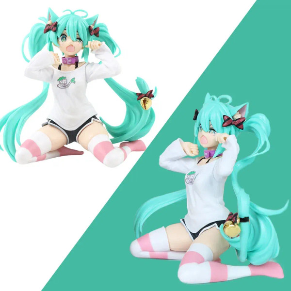Color: WHITE - 12cm Desktop Cute Hatsune Miku Kwaii Style Anime Figure Toys PVC Model Collector Dol F640-12000044596129708