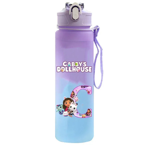 Color: DEEP BLUE, Size: Other - Water Bottle Gabby Dollhouses Cartoon Letter A-Z Printed Large Capa F640-12000046047107008