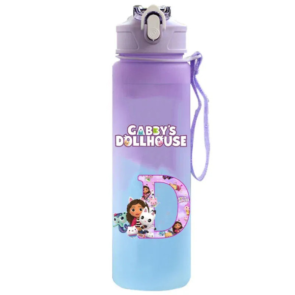 Color: DEEP BLUE, Size: Other - Water Bottle Gabby Dollhouses Cartoon Letter A-Z Printed Large Capa F640-12000046047107008
