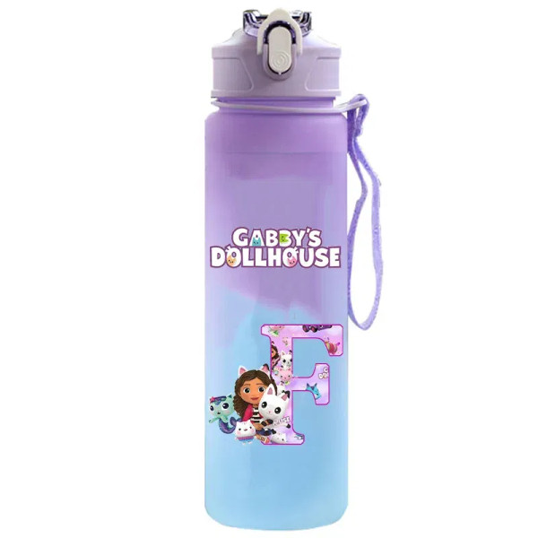 Color: DEEP BLUE, Size: Other - Water Bottle Gabby Dollhouses Cartoon Letter A-Z Printed Large Capa F640-12000046047107008