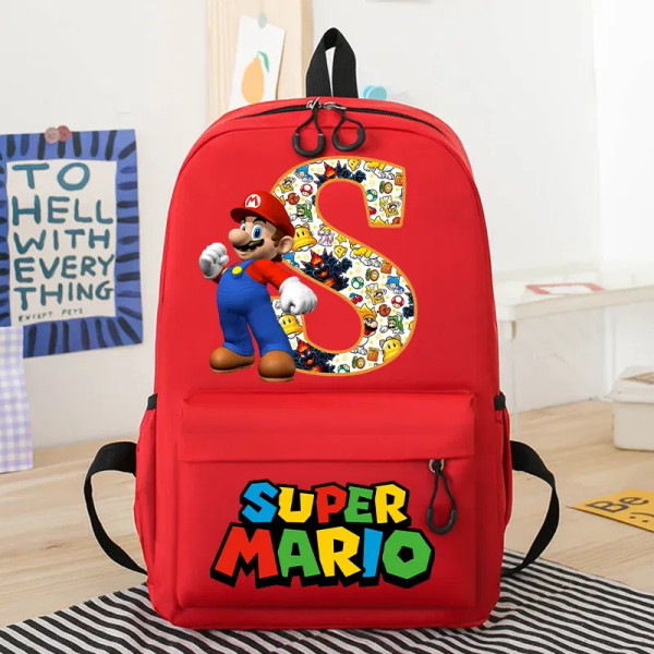 Color: Silver, Size: >40cm - New Super Mario Bro School Bag Cartoon Letter Printed Children Backpac F640-12000040847696779