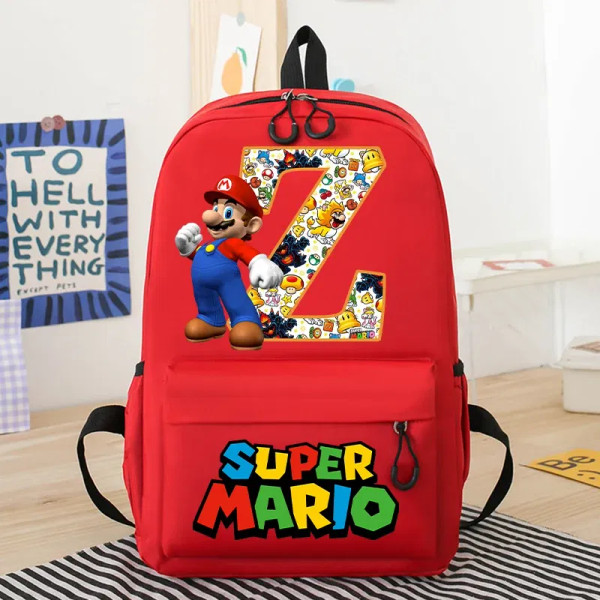 Color: Silver, Size: >40cm - New Super Mario Bro School Bag Cartoon Letter Printed Children Backpac F640-12000040847696779