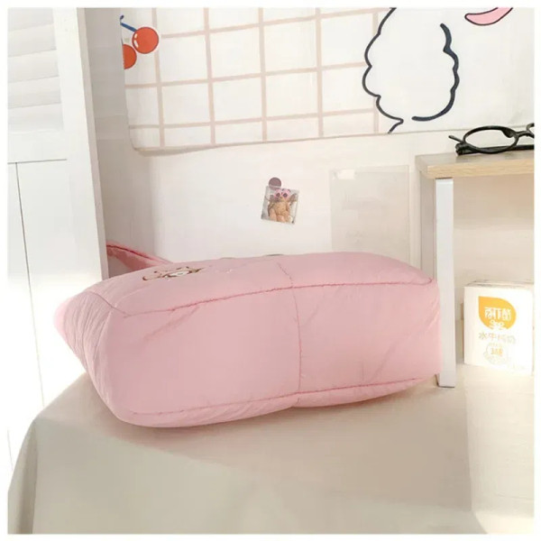 Color: black, Size: Extra Large - 2024 New Sanrio Handbag Cartoon Cute Down Fabric Kuromi Tote Bag  F640-12000041159453948