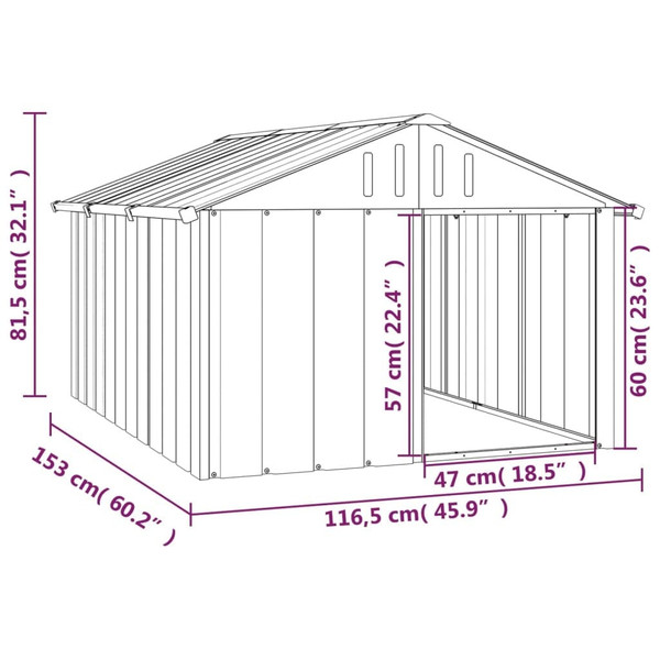 Dog House Gray 45.9"x60.2"x32.1" Galvanized Steel A949-171543