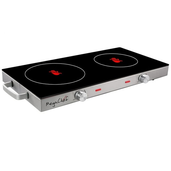 MegaChef Ceramic Infrared Double Electric Cooktop D970-MC-6200IC
