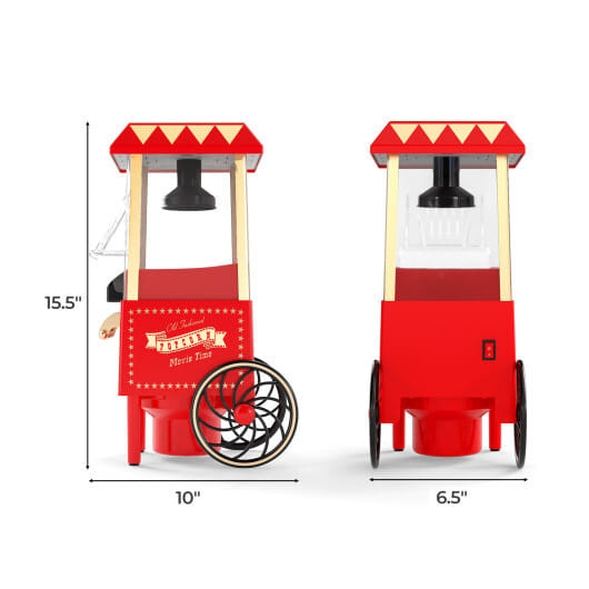 Retro Hot Air Popcorn Maker 1200W with Kernel Measuring Cup-Red - Color: Red D681-ES10501US-RE