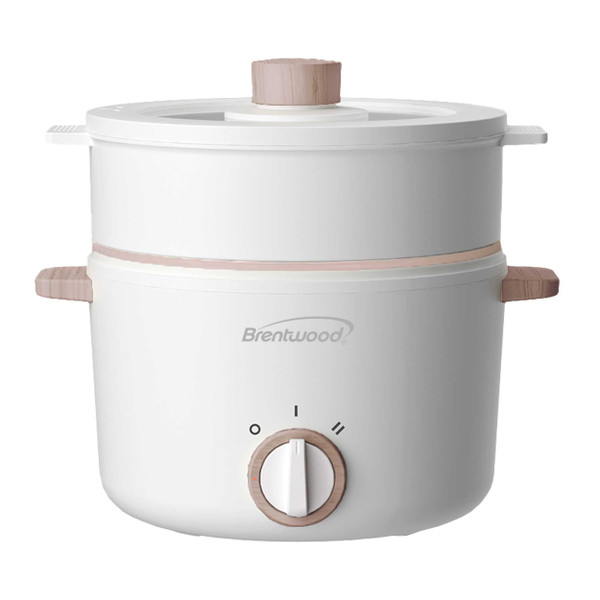 Brentwood 3 Liter Multi-Function Electric Hot Pot Cooker in White D970-HPS-3302W