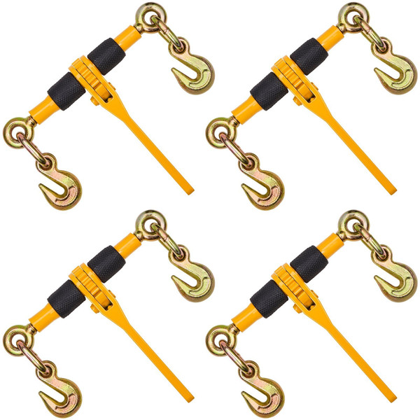  Ratchet Chain Binders, 1/4"-5/16", 2600 lbs Safe Working Load, 4 Pack Load Binder with 2 Grab Hook E415-JLLJQ4PCS2609NUP9V0