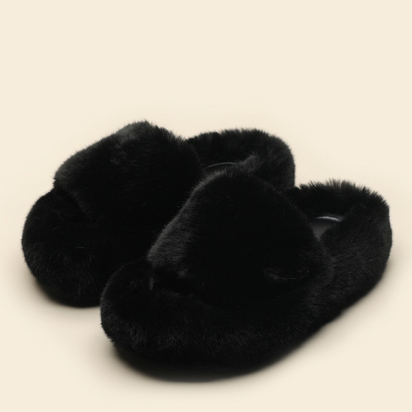 Color: Black, Size: 41 - Heart-shaped Thick Bottom Fluffy Slippers Women's Outer Wear New Autumn An Q119-CJYD255563108HS