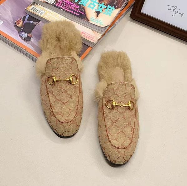 Color: Coffee - Size: US6.5=EU37=23.5CM - 2022 Designer Women men Fur Slippers Princeton Loafers Ge Y829-1017577059310223435