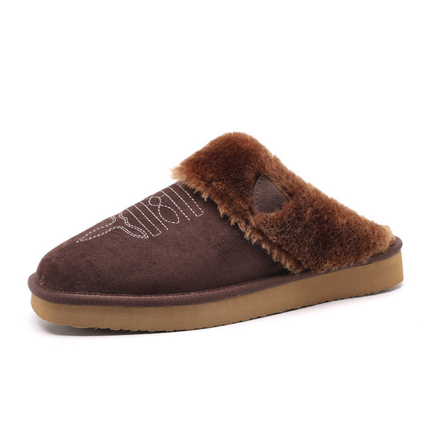 Color: Brown, Size: 13 - AutumnWinter Warm Cotton And Fur All-in-One Home Slippers Q119-CJYD278717416PK