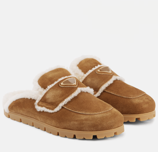 Color: Black - Size: Women Eu39 - Slippers Winter Woman Indoor Fur Shoes Shearling-lined Suede Mule Y829-1449190053535572048