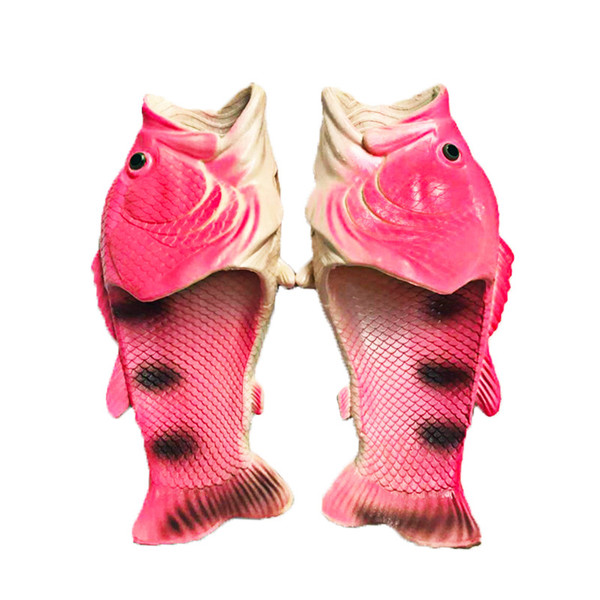 Color: Pink, Size: 46 47 - Funny Creative Personality Trend Fish-shaped Carp Salted Fish Shoes Q119-CJNS109005460HS
