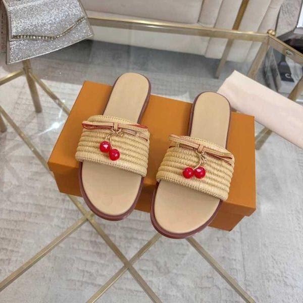 Color: Picture Color-1 - Size: 41-Custom Sizes - Designer Cherry Slippers Bohemian Fruit-Decorated  Y829-1475286006167408724