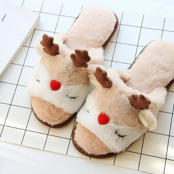 Color: Reindeer, Size: S - Reindeer fish mouth slippers Q119-CJBHNSNS04463-Reindeer-S