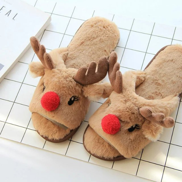 Color: Elk, Size: M - Reindeer fish mouth slippers Q119-CJBHNSNS04463-Elk-M