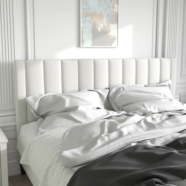 King size White Velvet Upholstered Platform Bed Frame with Headboard Q280-KWAVB2791427