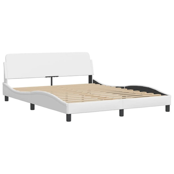  Bed Frame "Dover" White 59.8"x79.9" Faux Leather A949-373295