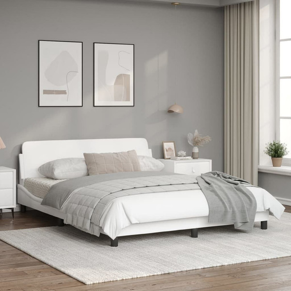  Bed Frame "Dover" White 59.8"x79.9" Faux Leather A949-373295