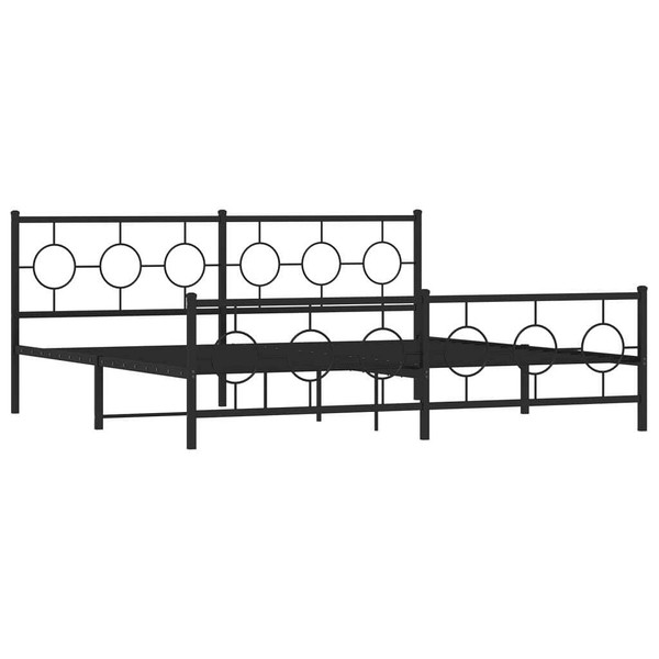 Metal Bed Frame without Mattress with Footboard Black 76"x79.9 A949-376250