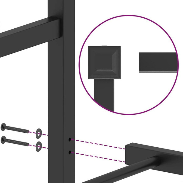 Metal Bed Frame without Mattress with Footboard Black 76"x79.9 A949-376250