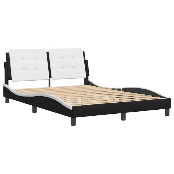 Bed Frame without Mattress "Zadar" Black and White 53.9"x74.8" Faux Leather A949-3208220