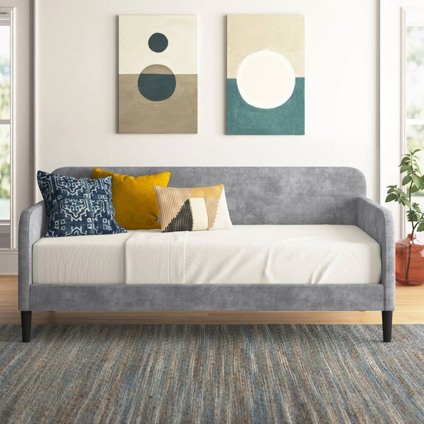 Twin size Modern Grey Silver Velvet Upholstered Daybed Q280-SGUDB18593274