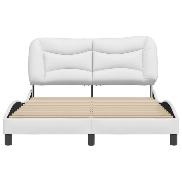  Bed Frame without Mattress "Hvar" White 53.9"x74.8" Faux Leather A949-3208037
