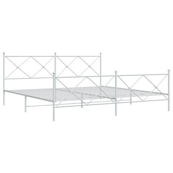 Metal Bed Frame without Mattress with Footboard White 76"x79.9 A949-376575