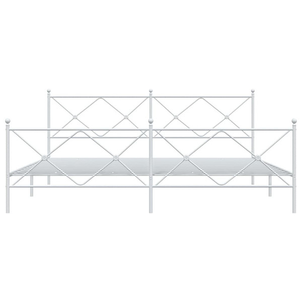 Metal Bed Frame without Mattress with Footboard White 76"x79.9 A949-376575