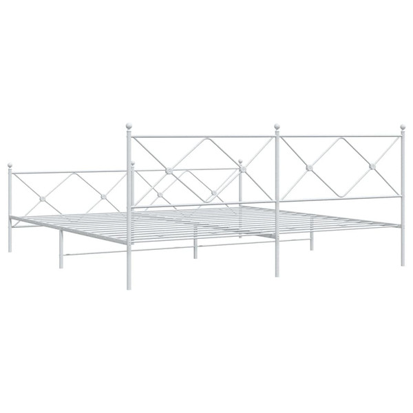Metal Bed Frame without Mattress with Footboard White 76"x79.9 A949-376575