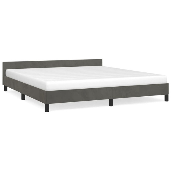 Bed Frame without Mattress Dark Gray California King Velvet A949-347613