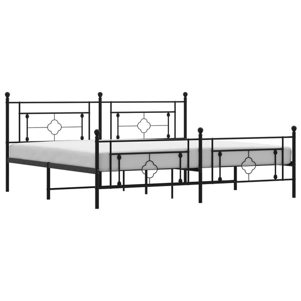 Metal Bed Frame without Mattress with Footboard Black 76"x79.9 A949-374363